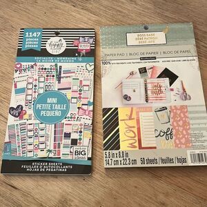 New 2 pcs the happy planner and boss babe sticker sheets and planner paper card